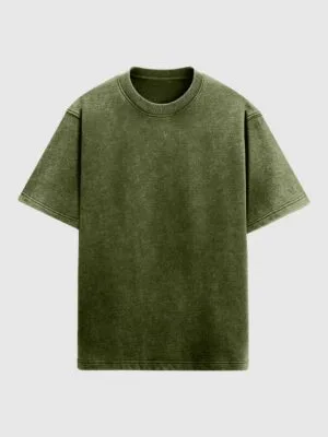 Acid Wash Oversized T-shirt - Olive green