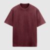 Acid Wash Oversized T-shirt - Maroon